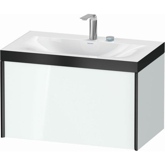 Duravit XViu 31" x 20" x 19" One Drawer C-Bonded Wall-Mount Vanity Kit With Two Tap Holes, White (XV4610EB285P)