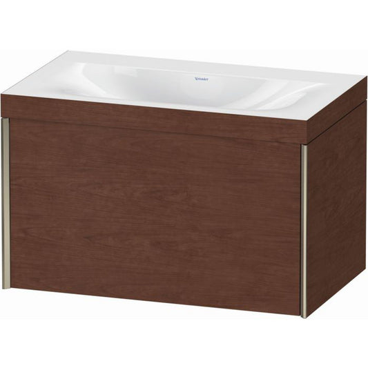 Duravit XViu 31" x 20" x 19" One Drawer C-Bonded Wall-Mount Vanity Kit Without Tap Hole, American Walnut (XV4610NB113C)