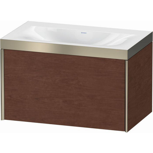 Duravit XViu 31" x 20" x 19" One Drawer C-Bonded Wall-Mount Vanity Kit Without Tap Hole, American Walnut (XV4610NB113P)