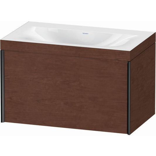 Duravit XViu 31" x 20" x 19" One Drawer C-Bonded Wall-Mount Vanity Kit Without Tap Hole, American Walnut (XV4610NB213C)