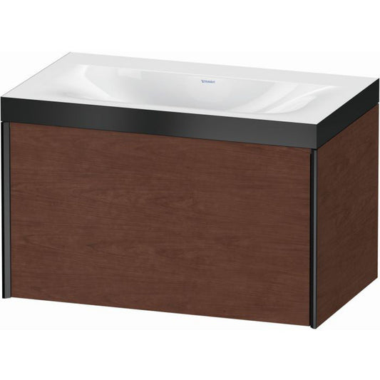 Duravit XViu 31" x 20" x 19" One Drawer C-Bonded Wall-Mount Vanity Kit Without Tap Hole, American Walnut (XV4610NB213P)