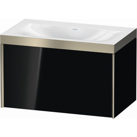 Duravit XViu 31" x 20" x 19" One Drawer C-Bonded Wall-Mount Vanity Kit Without Tap Hole, Black (XV4610NB140P)