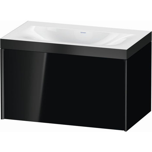 Duravit XViu 31" x 20" x 19" One Drawer C-Bonded Wall-Mount Vanity Kit Without Tap Hole, Black (XV4610NB240P)