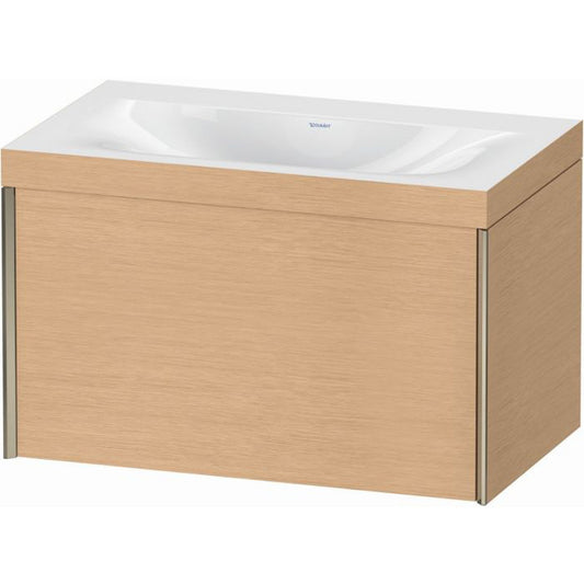 Duravit XViu 31" x 20" x 19" One Drawer C-Bonded Wall-Mount Vanity Kit Without Tap Hole, Brushed Oak (XV4610NB112C)