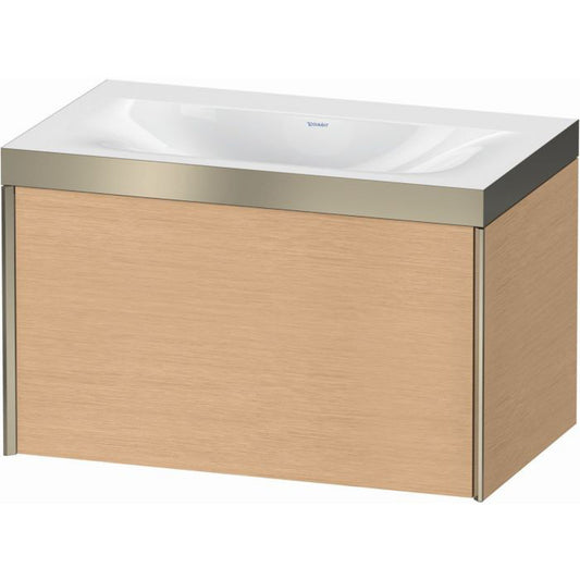 Duravit XViu 31" x 20" x 19" One Drawer C-Bonded Wall-Mount Vanity Kit Without Tap Hole, Brushed Oak (XV4610NB112P)