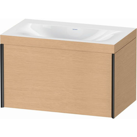 Duravit XViu 31" x 20" x 19" One Drawer C-Bonded Wall-Mount Vanity Kit Without Tap Hole, Brushed Oak (XV4610NB212C)