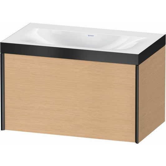 Duravit XViu 31" x 20" x 19" One Drawer C-Bonded Wall-Mount Vanity Kit Without Tap Hole, Brushed Oak (XV4610NB212P)