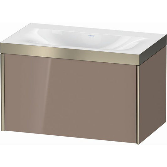 Duravit XViu 31" x 20" x 19" One Drawer C-Bonded Wall-Mount Vanity Kit Without Tap Hole, Cappuccino (XV4610NB186P)