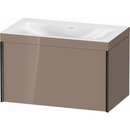 Duravit XViu 31" x 20" x 19" One Drawer C-Bonded Wall-Mount Vanity Kit Without Tap Hole, Cappuccino (XV4610NB286C)