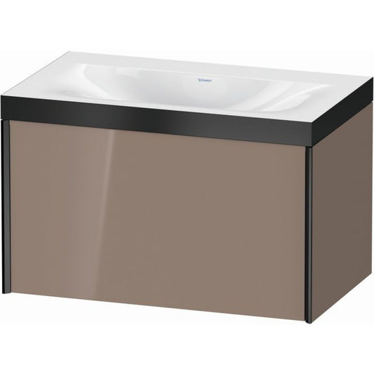 Duravit XViu 31" x 20" x 19" One Drawer C-Bonded Wall-Mount Vanity Kit Without Tap Hole, Cappuccino (XV4610NB286P)