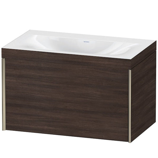 Duravit XViu 31" x 20" x 19" One Drawer C-Bonded Wall-Mount Vanity Kit Without Tap Hole, Chestnut Dark (XV4610NB153C)