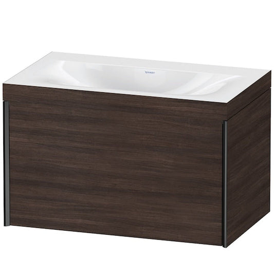 Duravit XViu 31" x 20" x 19" One Drawer C-Bonded Wall-Mount Vanity Kit Without Tap Hole, Chestnut Dark (XV4610NB253C)