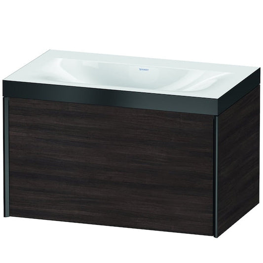 Duravit XViu 31" x 20" x 19" One Drawer C-Bonded Wall-Mount Vanity Kit Without Tap Hole, Chestnut Dark (XV4610NB253P)