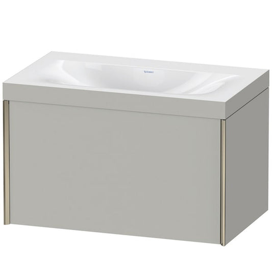 Duravit XViu 31" x 20" x 19" One Drawer C-Bonded Wall-Mount Vanity Kit Without Tap Hole, Concrete Gray (XV4610NB107C)