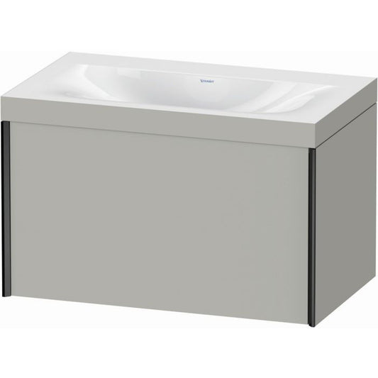 Duravit XViu 31" x 20" x 19" One Drawer C-Bonded Wall-Mount Vanity Kit Without Tap Hole, Concrete Gray (XV4610NB207C)