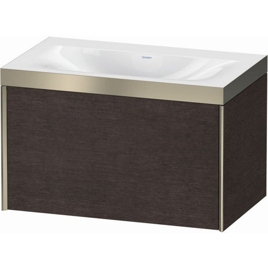 Duravit XViu 31" x 20" x 19" One Drawer C-Bonded Wall-Mount Vanity Kit Without Tap Hole, Dark Brushed Oak (XV4610NB172P)