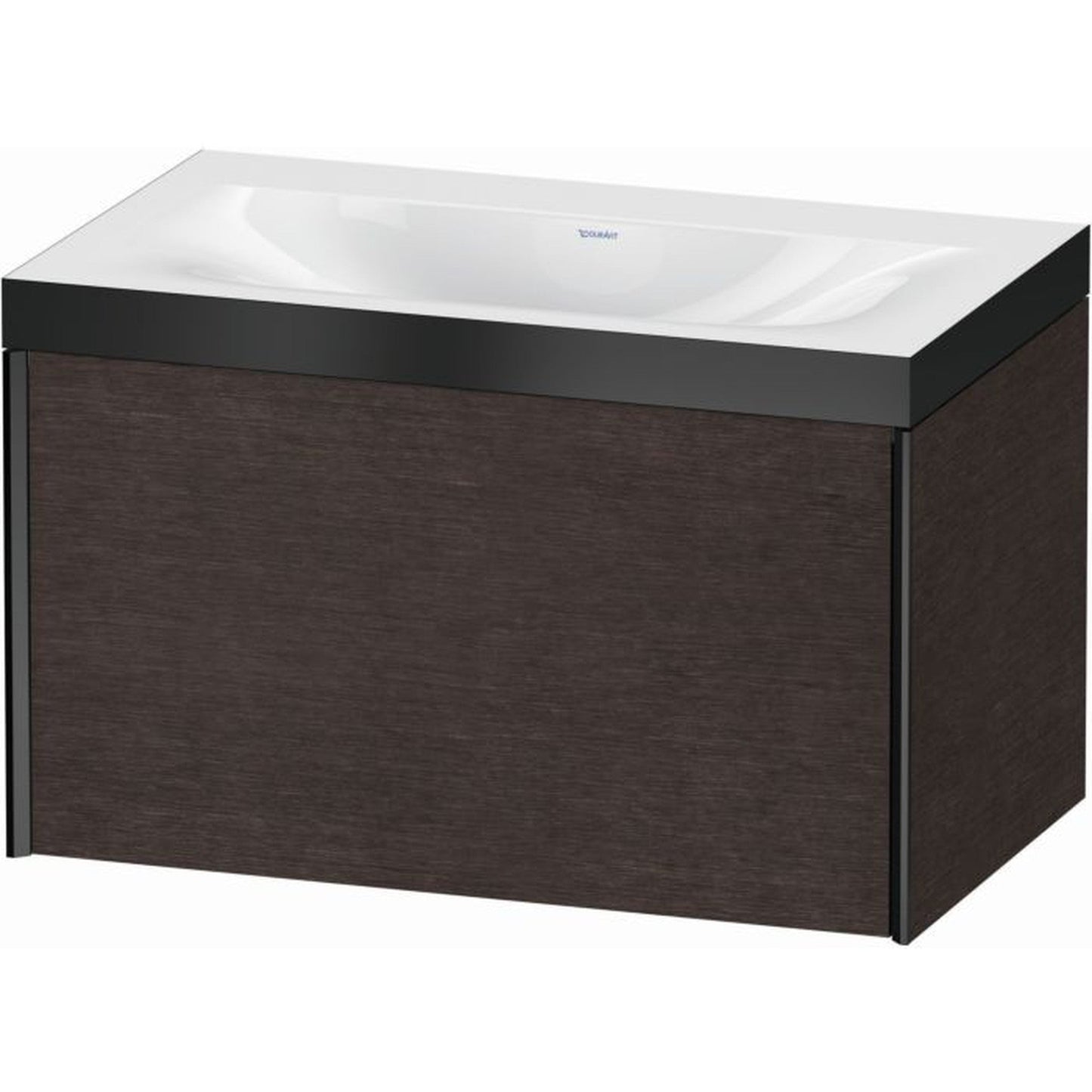 Duravit XViu 31" x 20" x 19" One Drawer C-Bonded Wall-Mount Vanity Kit Without Tap Hole, Dark Brushed Oak (XV4610NB272P)