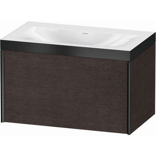 Duravit XViu 31" x 20" x 19" One Drawer C-Bonded Wall-Mount Vanity Kit Without Tap Hole, Dark Brushed Oak (XV4610NB272P)