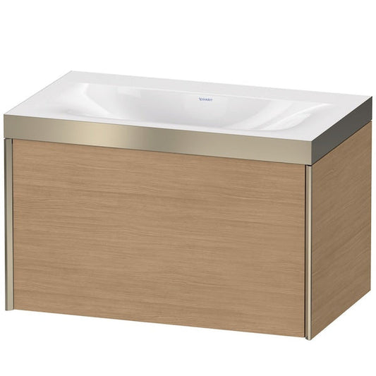 Duravit XViu 31" x 20" x 19" One Drawer C-Bonded Wall-Mount Vanity Kit Without Tap Hole, European Oak (XV4610NB152P)