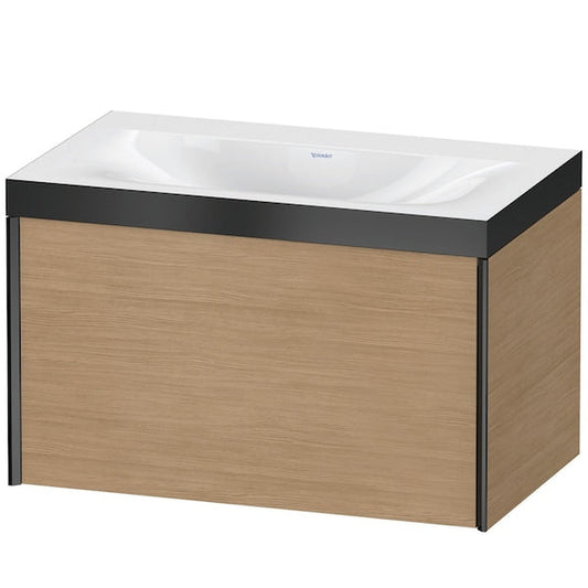 Duravit XViu 31" x 20" x 19" One Drawer C-Bonded Wall-Mount Vanity Kit Without Tap Hole, European Oak (XV4610NB252P)