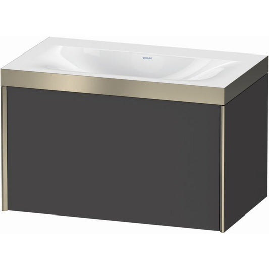 Duravit XViu 31" x 20" x 19" One Drawer C-Bonded Wall-Mount Vanity Kit Without Tap Hole, Graphite (XV4610NB149P)