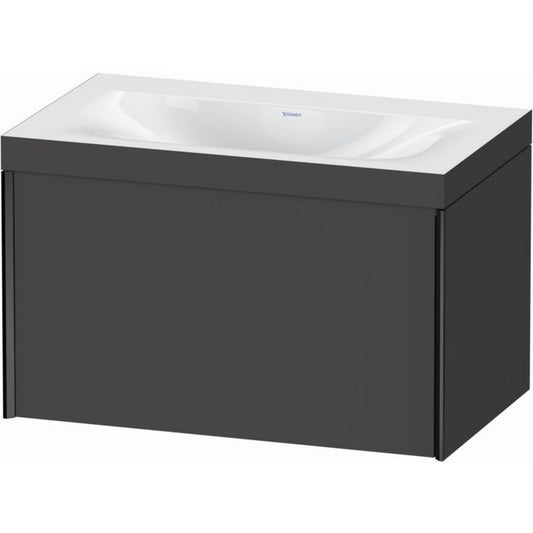 Duravit XViu 31" x 20" x 19" One Drawer C-Bonded Wall-Mount Vanity Kit Without Tap Hole, Graphite (XV4610NB249C)
