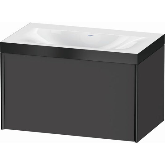 Duravit XViu 31" x 20" x 19" One Drawer C-Bonded Wall-Mount Vanity Kit Without Tap Hole, Graphite (XV4610NB249P)