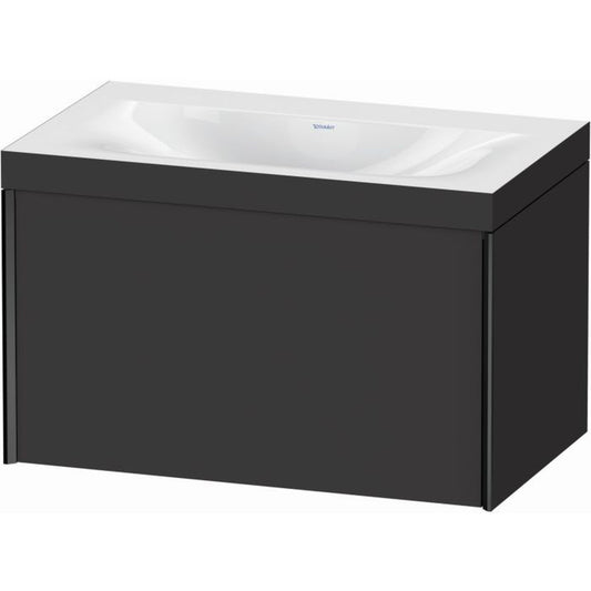 Duravit XViu 31" x 20" x 19" One Drawer C-Bonded Wall-Mount Vanity Kit Without Tap Hole, Graphite (XV4610NB280C)