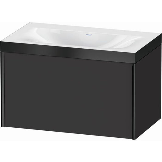 Duravit XViu 31" x 20" x 19" One Drawer C-Bonded Wall-Mount Vanity Kit Without Tap Hole, Graphite (XV4610NB280P)