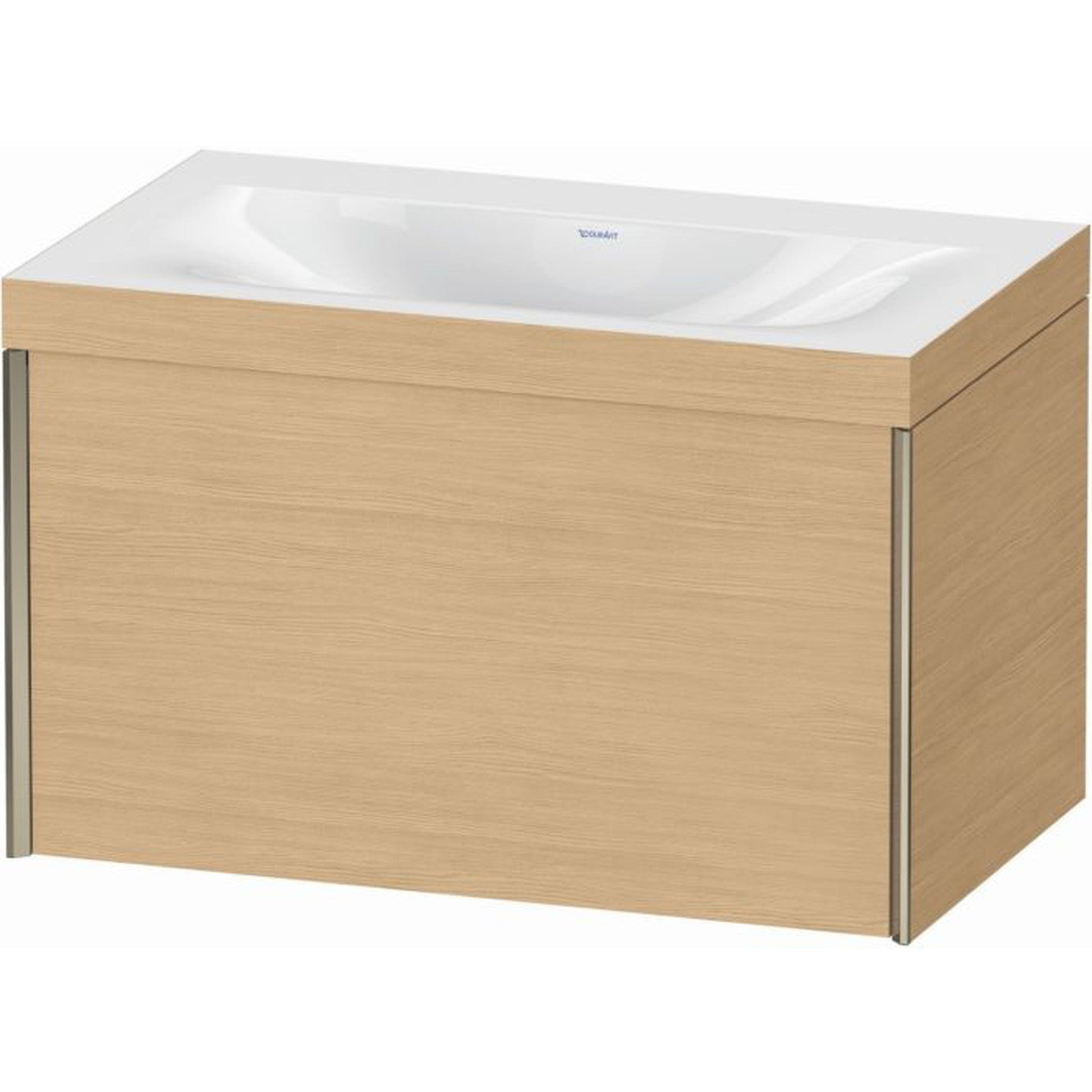 Duravit XViu 31" x 20" x 19" One Drawer C-Bonded Wall-Mount Vanity Kit Without Tap Hole, Natural Oak (XV4610NB130C)