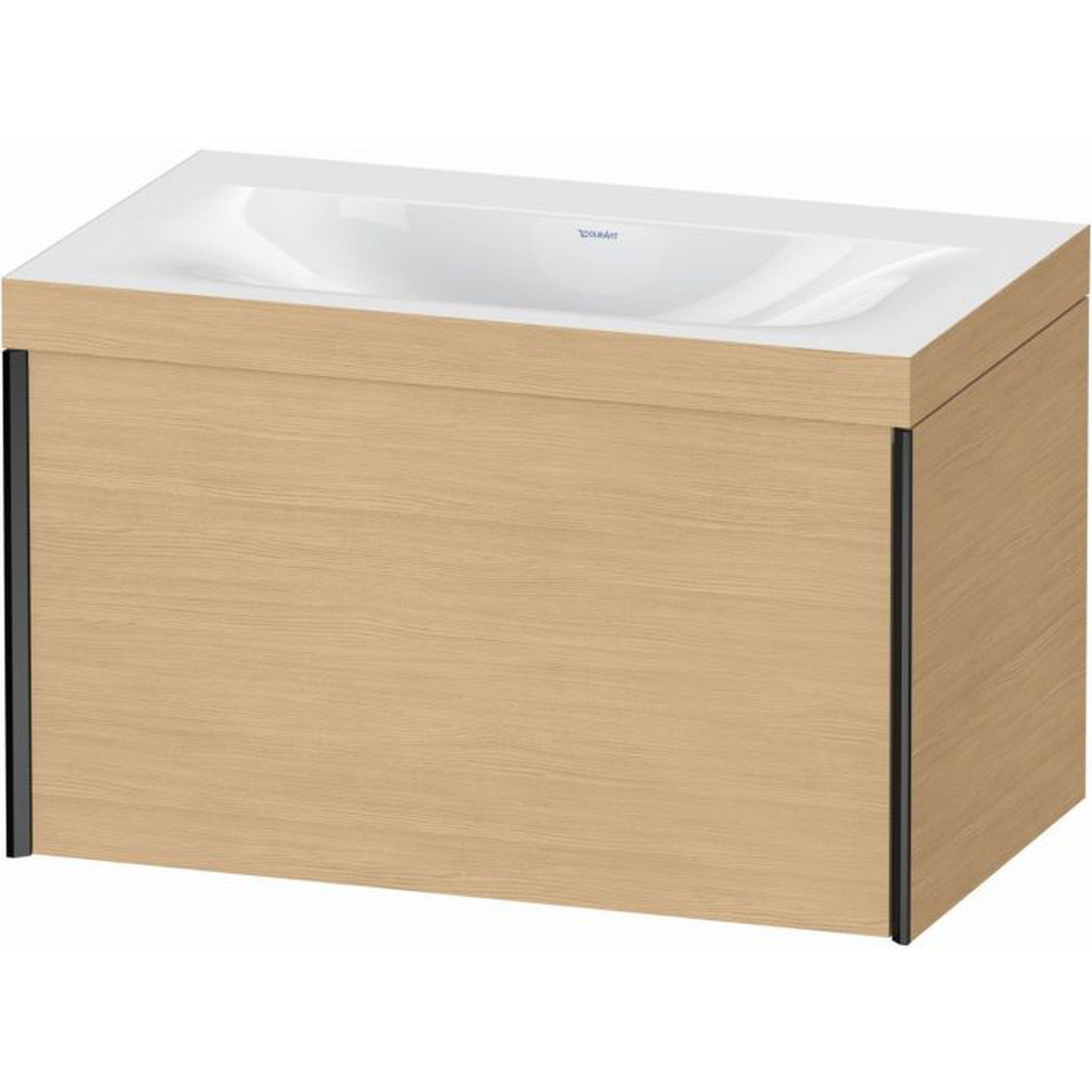 Duravit XViu 31" x 20" x 19" One Drawer C-Bonded Wall-Mount Vanity Kit Without Tap Hole, Natural Oak (XV4610NB230C)
