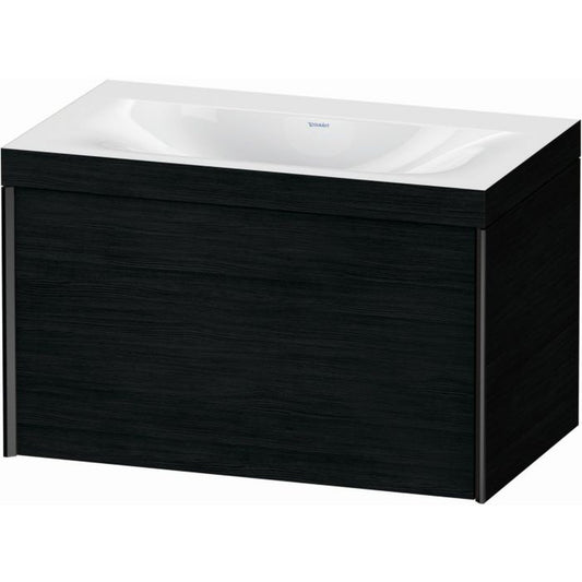 Duravit XViu 31" x 20" x 19" One Drawer C-Bonded Wall-Mount Vanity Kit Without Tap Hole, Oak Black (XV4610NB216C)