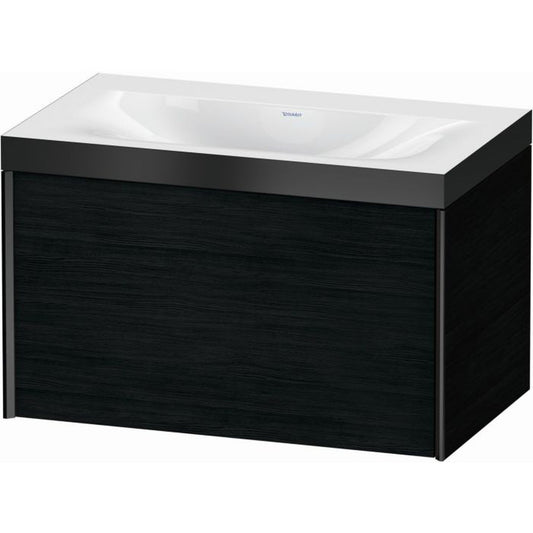 Duravit XViu 31" x 20" x 19" One Drawer C-Bonded Wall-Mount Vanity Kit Without Tap Hole, Oak Black (XV4610NB216P)