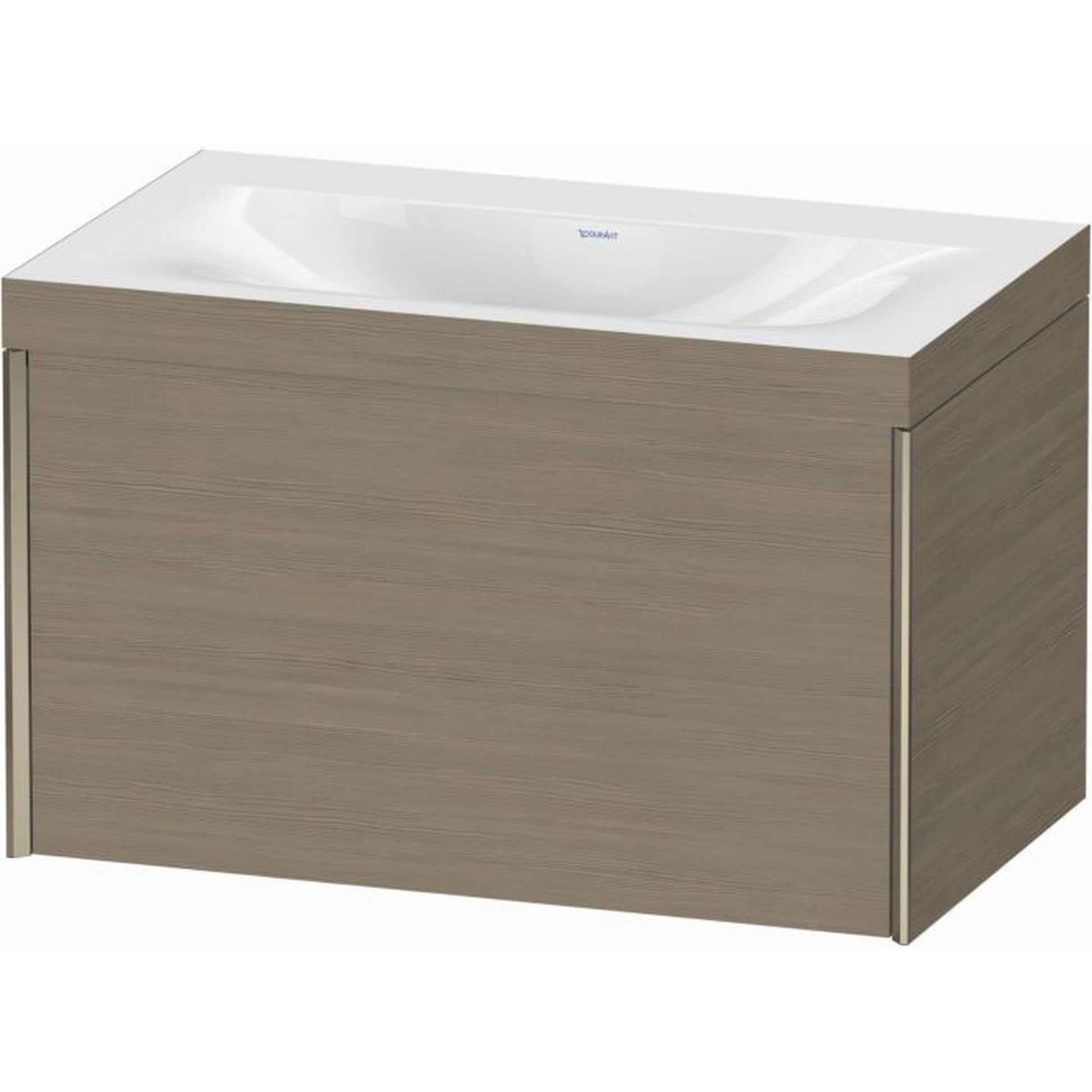 Duravit XViu 31" x 20" x 19" One Drawer C-Bonded Wall-Mount Vanity Kit Without Tap Hole, Oak Terra (XV4610NB135C)