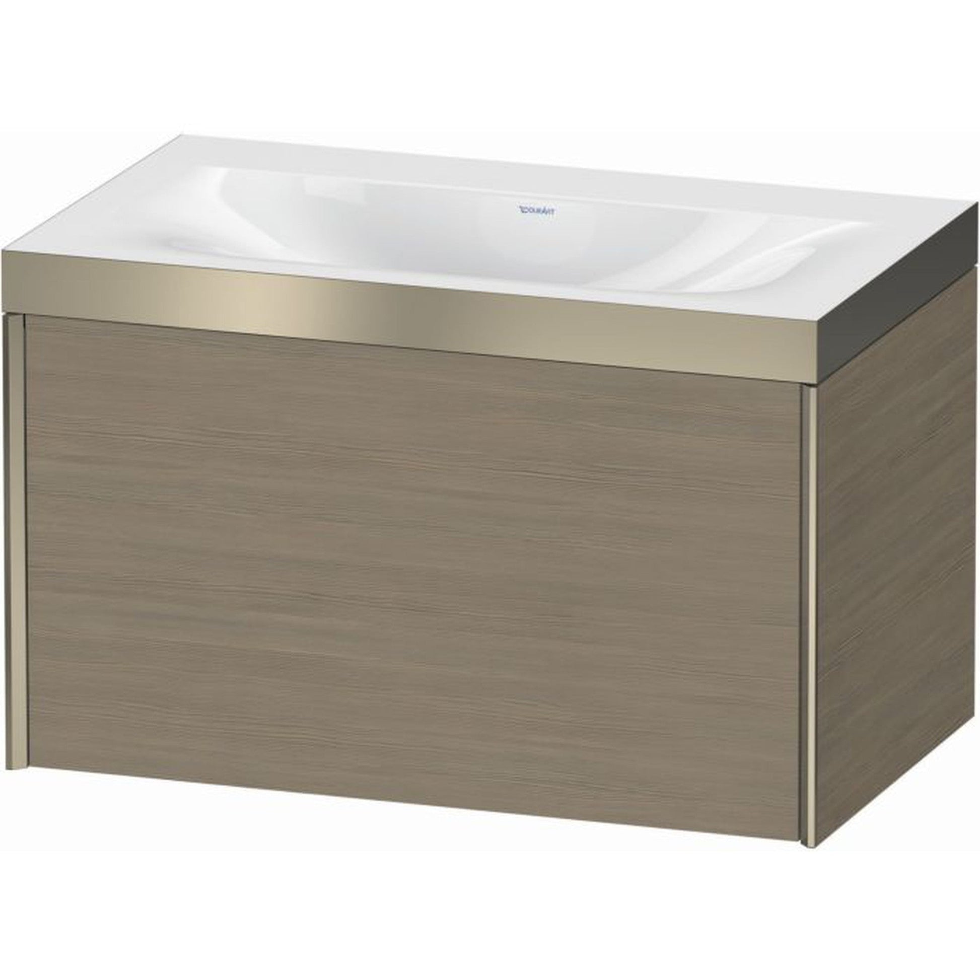 Duravit XViu 31" x 20" x 19" One Drawer C-Bonded Wall-Mount Vanity Kit Without Tap Hole, Oak Terra (XV4610NB135P)
