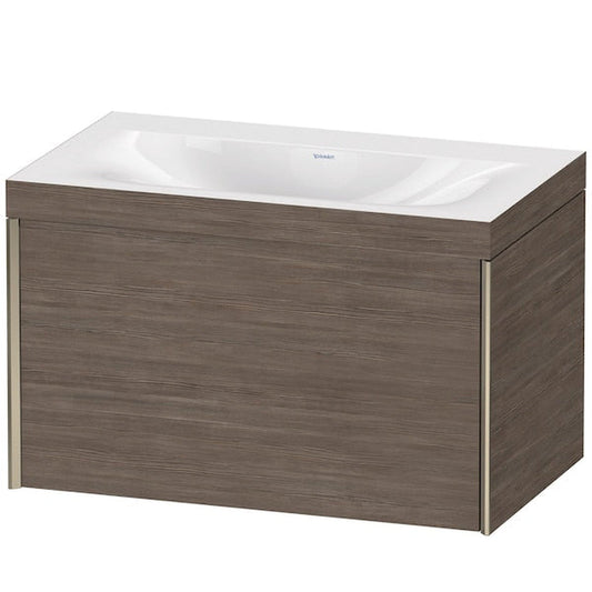 Duravit XViu 31" x 20" x 19" One Drawer C-Bonded Wall-Mount Vanity Kit Without Tap Hole, Pine Terra (XV4610NB151C)