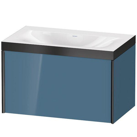 Duravit XViu 31" x 20" x 19" One Drawer C-Bonded Wall-Mount Vanity Kit Without Tap Hole, Stone Blue (XV4610NB247P)