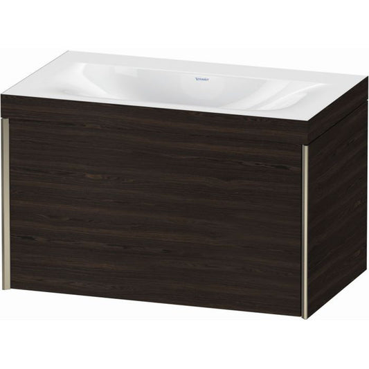 Duravit XViu 31" x 20" x 19" One Drawer C-Bonded Wall-Mount Vanity Kit Without Tap Hole, Walnut Brushed (XV4610NB169C)