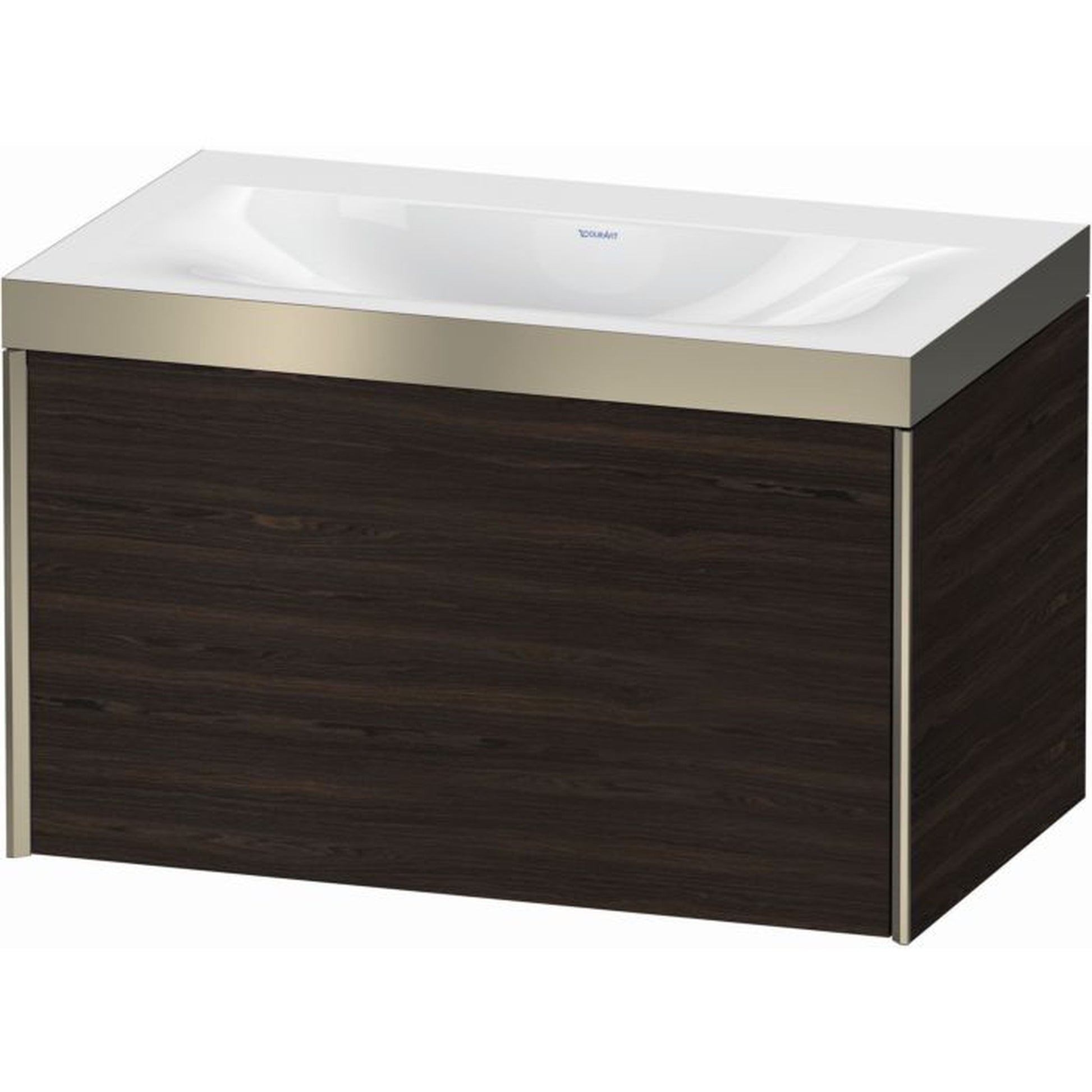 Duravit XViu 31" x 20" x 19" One Drawer C-Bonded Wall-Mount Vanity Kit Without Tap Hole, Walnut Brushed (XV4610NB169P)