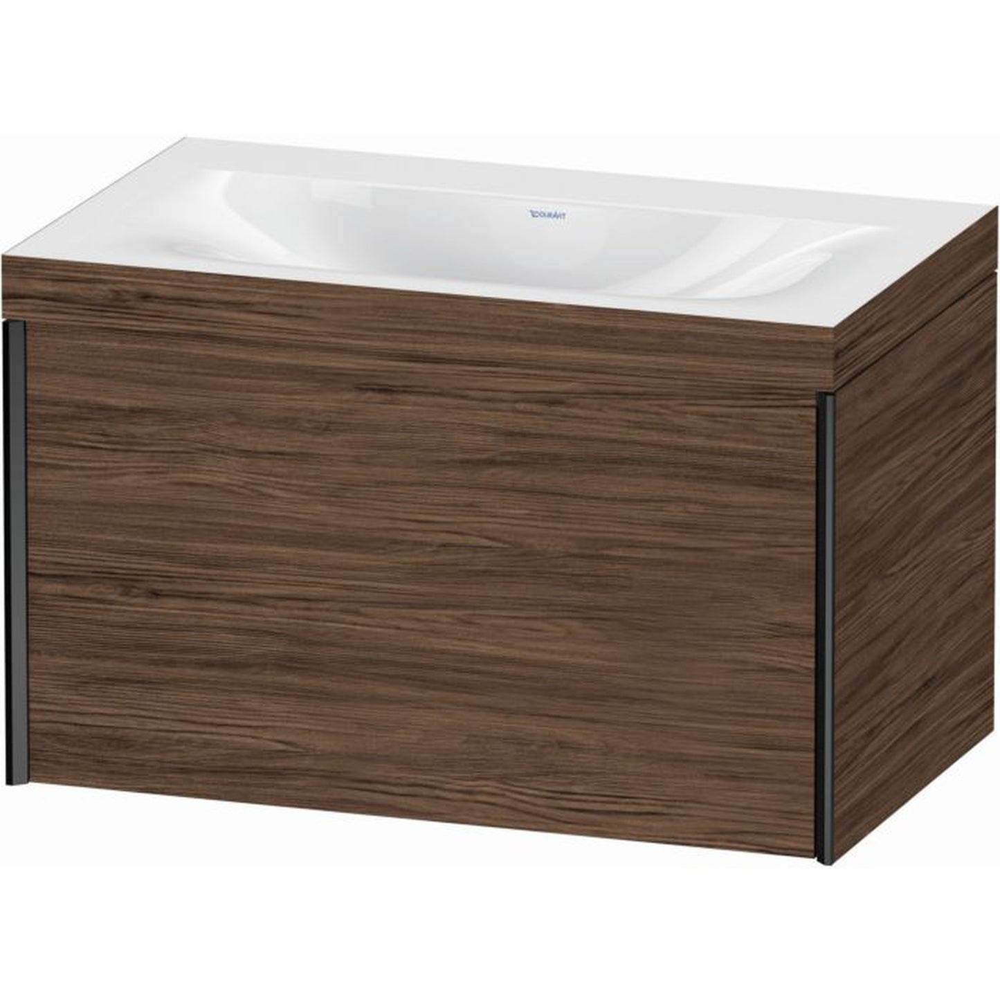 Duravit XViu 31" x 20" x 19" One Drawer C-Bonded Wall-Mount Vanity Kit Without Tap Hole, Walnut Dark (XV4610NB221C)