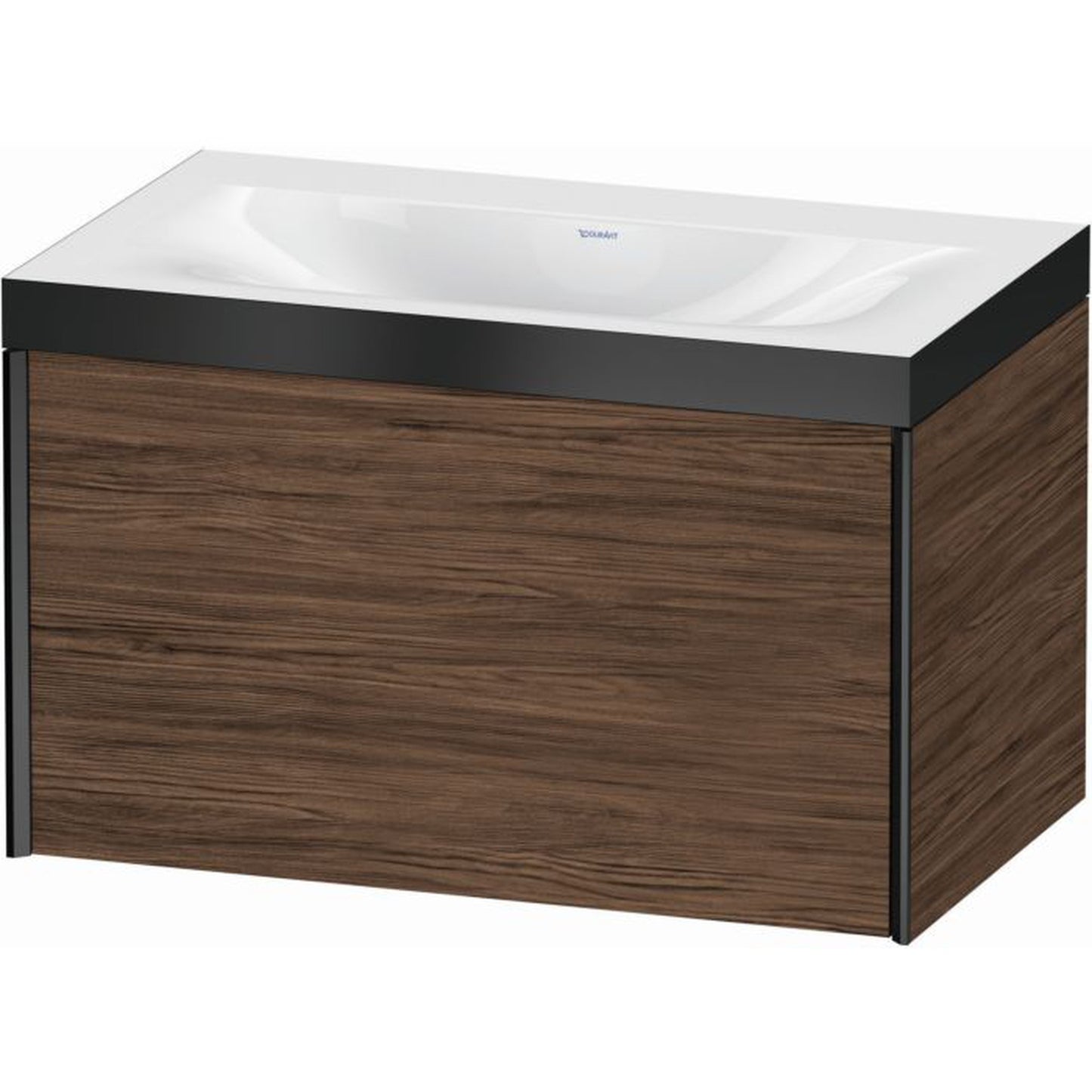Duravit XViu 31" x 20" x 19" One Drawer C-Bonded Wall-Mount Vanity Kit Without Tap Hole, Walnut Dark (XV4610NB221P)