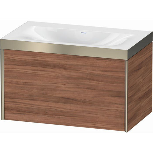 Duravit XViu 31" x 20" x 19" One Drawer C-Bonded Wall-Mount Vanity Kit Without Tap Hole, Walnut (XV4610NB179P)