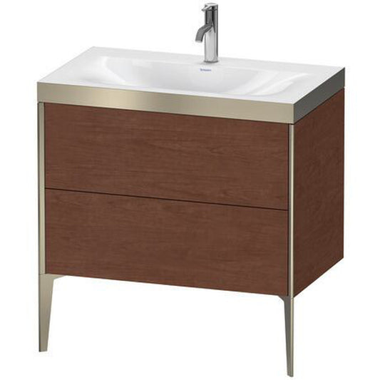 Duravit XViu 31" x 31" x 19" Two Drawer C-Bonded Floorstanding Vanity Kit With One Tap Hole, American Walnut (XV4710OB113P)