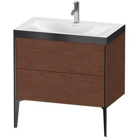 Duravit XViu 31" x 31" x 19" Two Drawer C-Bonded Floorstanding Vanity Kit With One Tap Hole, American Walnut (XV4710OB213P)