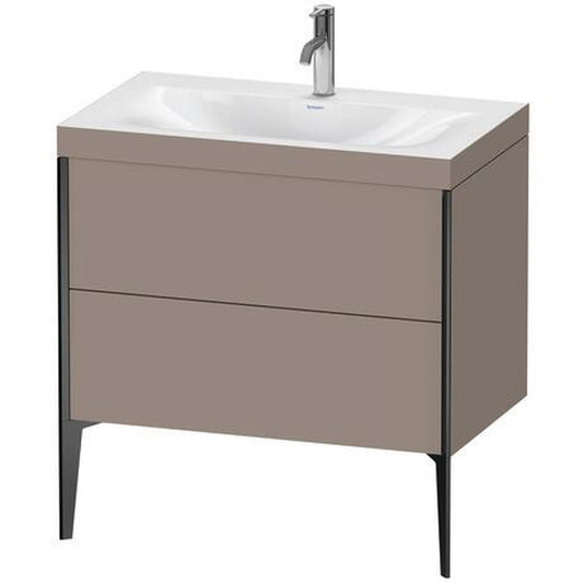 Duravit XViu 31" x 31" x 19" Two Drawer C-Bonded Floorstanding Vanity Kit With One Tap Hole, Basalt (XV4710OB243C)