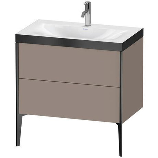 Duravit XViu 31" x 31" x 19" Two Drawer C-Bonded Floorstanding Vanity Kit With One Tap Hole, Basalt (XV4710OB243P)