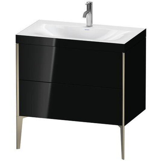 Duravit XViu 31" x 31" x 19" Two Drawer C-Bonded Floorstanding Vanity Kit With One Tap Hole, Black (XV4710OB140C)