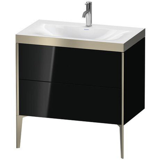 Duravit XViu 31" x 31" x 19" Two Drawer C-Bonded Floorstanding Vanity Kit With One Tap Hole, Black (XV4710OB140P)