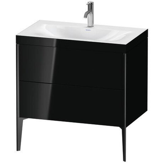 Duravit XViu 31" x 31" x 19" Two Drawer C-Bonded Floorstanding Vanity Kit With One Tap Hole, Black (XV4710OB240C)