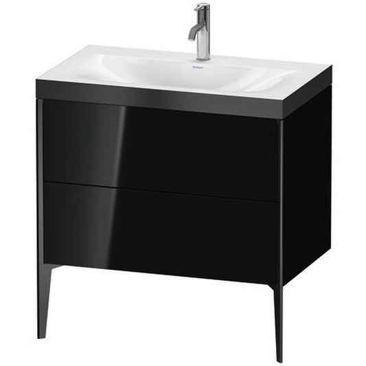 Duravit XViu 31" x 31" x 19" Two Drawer C-Bonded Floorstanding Vanity Kit With One Tap Hole, Black (XV4710OB240P)